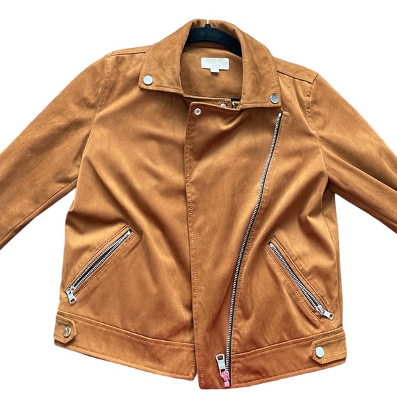 LOFT Suede Moto Jacket in Burnt Orange - Picture 2 of 6